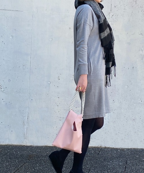 ROOTOTE（ルートート）の「【取外し可能ショルダー付き】ルートート/【直営店限定】LT.パールショルダー.ミニショッパー-A（ショルダーバッグ・レディース・シルバー/ブラック系その他/ライトピンク/ブラック系その他2・FREE）」の8枚目の写真