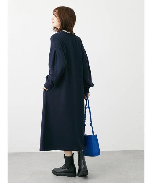 Green　Parks（グリーンパークス）の「袖ボリューム裏毛ワンピース（ワンピース・レディース・ダークネイビー/ダークブルー/グレー・FREE）」の6枚目の写真