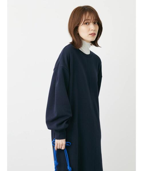 Green　Parks（グリーンパークス）の「袖ボリューム裏毛ワンピース（ワンピース・レディース・ダークネイビー/ダークブルー/グレー・FREE）」の7枚目の写真