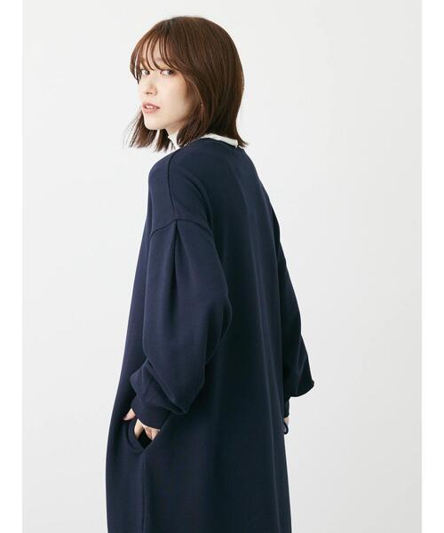 Green　Parks（グリーンパークス）の「袖ボリューム裏毛ワンピース（ワンピース・レディース・ダークネイビー/ダークブルー/グレー・FREE）」の8枚目の写真