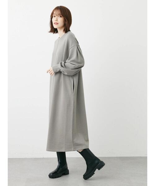 Green　Parks（グリーンパークス）の「袖ボリューム裏毛ワンピース（ワンピース・レディース・ダークネイビー/ダークブルー/グレー・FREE）」の14枚目の写真