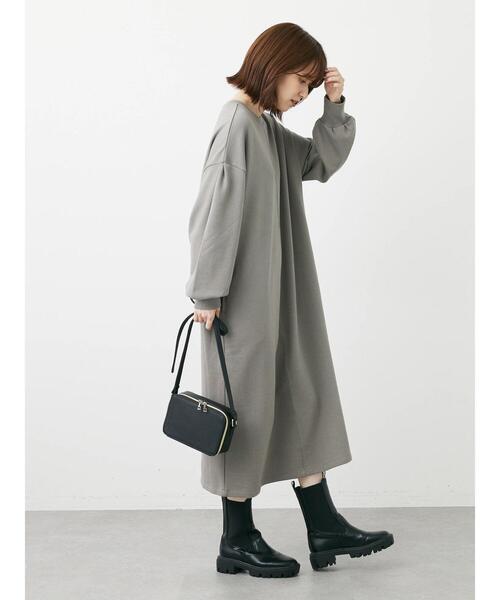 Green　Parks（グリーンパークス）の「袖ボリューム裏毛ワンピース（ワンピース・レディース・ダークネイビー/ダークブルー/グレー・FREE）」の15枚目の写真