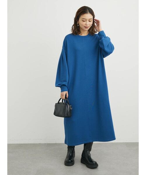 Green　Parks（グリーンパークス）の「袖ボリューム裏毛ワンピース（ワンピース・レディース・ダークネイビー/ダークブルー/グレー・FREE）」の20枚目の写真