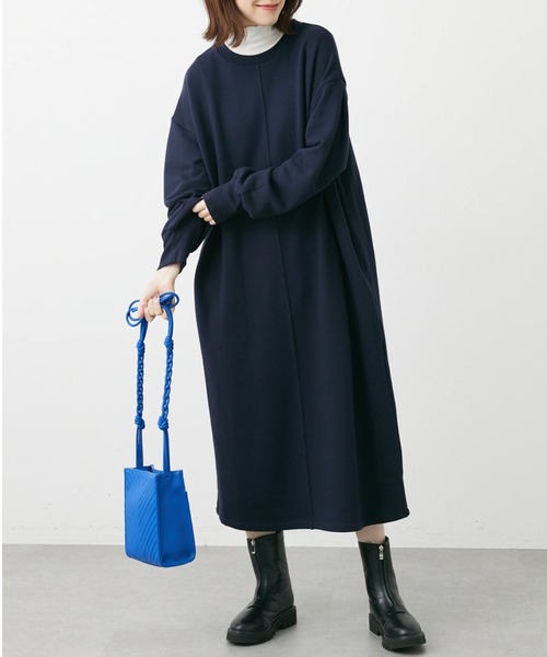 Green　Parks（グリーンパークス）の「袖ボリューム裏毛ワンピース（ワンピース・レディース・ダークネイビー/ダークブルー/グレー・FREE）」の3枚目の写真