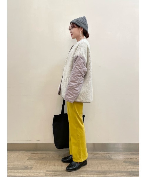 HONEYSUCKLE ROSE（ハニーサックルローズ）の「【HONEYSUCKLE ROSE】ボア切替リバージャケット（ブルゾン・レディース・ライトベージュ/ブラック・M/L）」の19枚目の写真