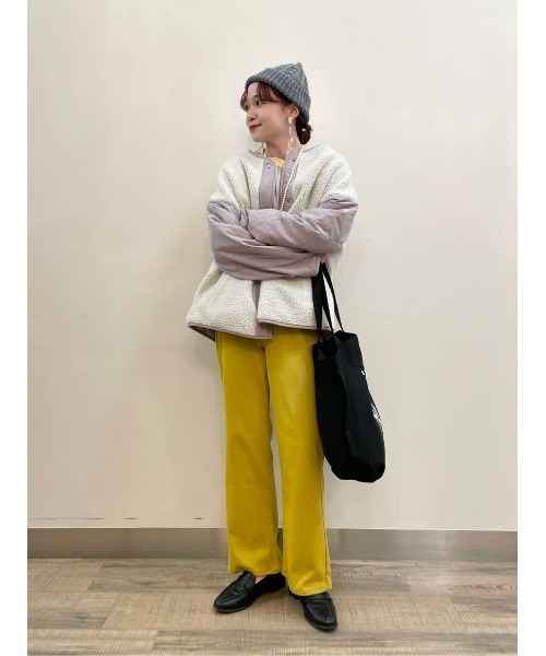 HONEYSUCKLE ROSE（ハニーサックルローズ）の「【HONEYSUCKLE ROSE】ボア切替リバージャケット（ブルゾン・レディース・ライトベージュ/ブラック・M/L）」の21枚目の写真