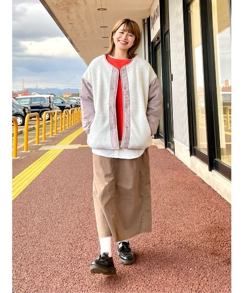 HONEYSUCKLE ROSE（ハニーサックルローズ）の「【HONEYSUCKLE ROSE】ボア切替リバージャケット（ブルゾン・レディース・ライトベージュ/ブラック・M/L）」の14枚目の写真