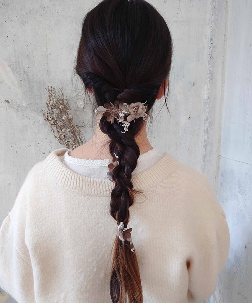 m.soeur（エムスール）の「秋色アジサイのクリップ（バレッタ/ヘアクリップ・レディース・ブラウン/レッド/グリーン/グレー・FREE）」の8枚目の写真