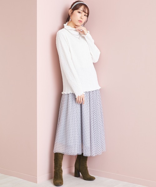 marun(マルン)の「<大きいサイズ> ハイネックメロウカットソートップス marun(Tシャツ/カットソー・レディース・オフホワイト/ブラック・LL/4L/5L/3L/L)」の20枚目の写真
