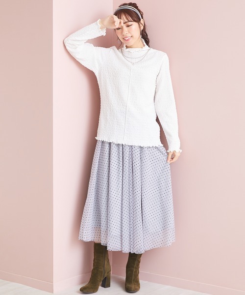 marun(マルン)の「<大きいサイズ> ハイネックメロウカットソートップス marun(Tシャツ/カットソー・レディース・オフホワイト/ブラック・LL/4L/5L/3L/L)」の21枚目の写真
