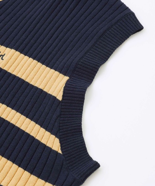 X-girl（エックスガール）の「BICOLOR STRIPED KNIT VEST（ベスト・レディース・ネイビー/ブラック/ホワイト・ONE SIZE）」の8枚目の写真