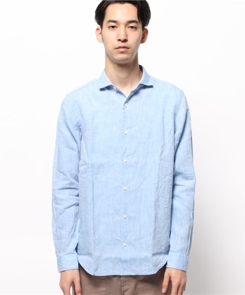 ivory court(アイボリーコート)の「◆フレンチリネン カッタウェイシャツ(シャツ/ブラウス・メンズ・ホワイト/グリーン/サックスブルー・36/40/38)」の4枚目の写真