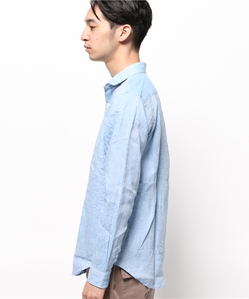 ivory court(アイボリーコート)の「◆フレンチリネン カッタウェイシャツ(シャツ/ブラウス・メンズ・ホワイト/グリーン/サックスブルー・36/40/38)」の5枚目の写真