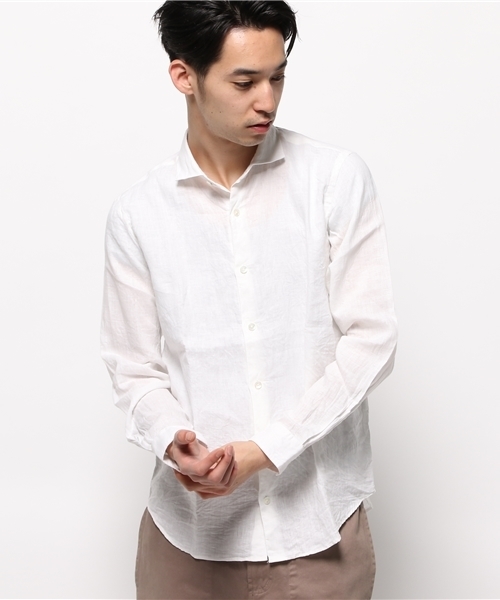 ivory court(アイボリーコート)の「◆フレンチリネン カッタウェイシャツ(シャツ/ブラウス・メンズ・ホワイト/グリーン/サックスブルー・36/40/38)」の14枚目の写真