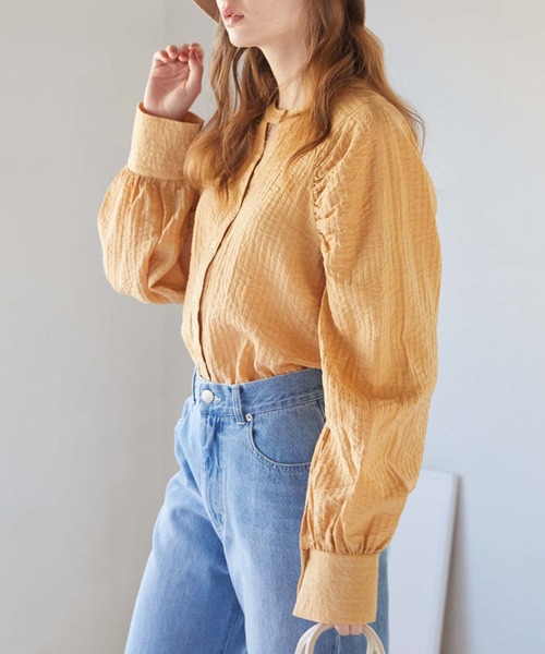 archives（アルシーヴ）の「【web限定アイテム】ＡＨギャザーブラウス（シャツ/ブラウス・レディース・オフホワイト/アイボリー/オレンジ/グリーン系その他/ブラック・MEDIUM）」の12枚目の写真