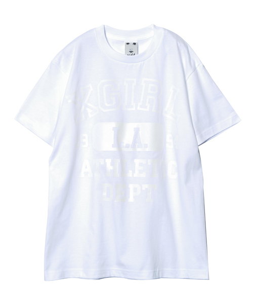 X-girl（エックスガール）の「COLLEGE S/S BIG TEE（Tシャツ/カットソー・レディース・ホワイト/ブラック/ピンク・ONE SIZE）」の6枚目の写真