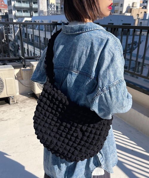 PAGEBOY（ページボーイ）の「スクエアジャガードショルダーバッグ（ショルダーバッグ・レディース・ブラック/グリーン/オフホワイト/オレンジ/ブルー・FREE）」の7枚目の写真