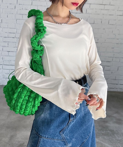 PAGEBOY（ページボーイ）の「スクエアジャガードショルダーバッグ（ショルダーバッグ・レディース・ブラック/グリーン/オフホワイト/オレンジ/ブルー・FREE）」の9枚目の写真