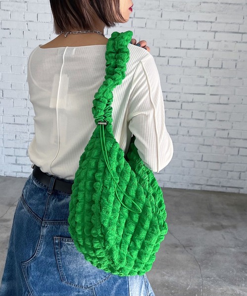 PAGEBOY（ページボーイ）の「スクエアジャガードショルダーバッグ（ショルダーバッグ・レディース・ブラック/グリーン/オフホワイト/オレンジ/ブルー・FREE）」の10枚目の写真