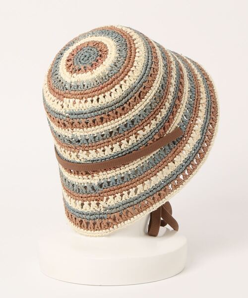 OVERRIDE（オーバーライド）の「OVERRIDE  RAFFIA CROCHET TULIP（ハット・レディース・ナチュラル/ライトブルー/オレンジ・58cm）」の4枚目の写真