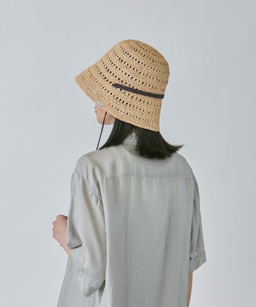 OVERRIDE（オーバーライド）の「OVERRIDE  RAFFIA CROCHET TULIP（ハット・レディース・ナチュラル/ライトブルー/オレンジ・58cm）」の7枚目の写真