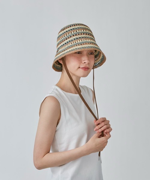 OVERRIDE（オーバーライド）の「OVERRIDE  RAFFIA CROCHET TULIP（ハット・レディース・ナチュラル/ライトブルー/オレンジ・58cm）」の11枚目の写真