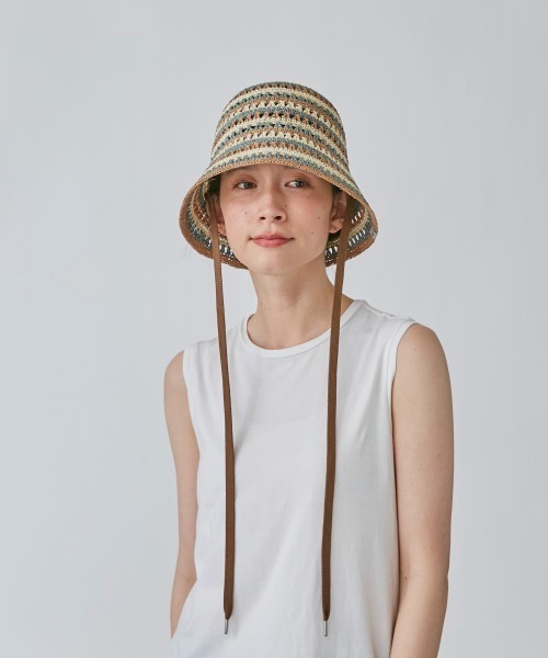 OVERRIDE（オーバーライド）の「OVERRIDE  RAFFIA CROCHET TULIP（ハット・レディース・ナチュラル/ライトブルー/オレンジ・58cm）」の12枚目の写真