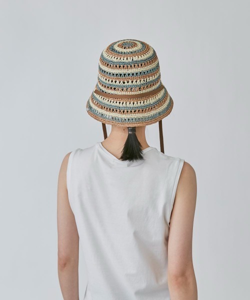 OVERRIDE（オーバーライド）の「OVERRIDE  RAFFIA CROCHET TULIP（ハット・レディース・ナチュラル/ライトブルー/オレンジ・58cm）」の14枚目の写真