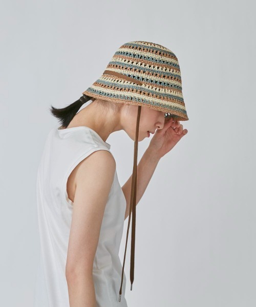 OVERRIDE（オーバーライド）の「OVERRIDE  RAFFIA CROCHET TULIP（ハット・レディース・ナチュラル/ライトブルー/オレンジ・58cm）」の15枚目の写真