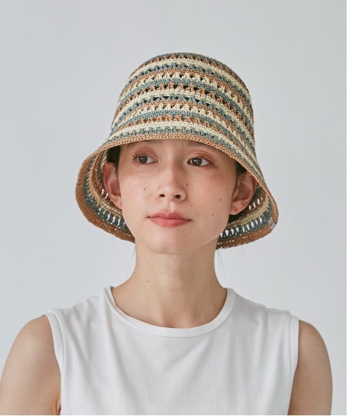OVERRIDE（オーバーライド）の「OVERRIDE  RAFFIA CROCHET TULIP（ハット・レディース・ナチュラル/ライトブルー/オレンジ・58cm）」の16枚目の写真