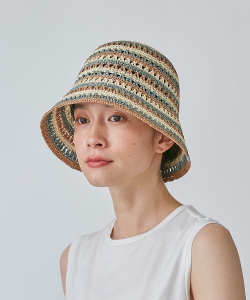 OVERRIDE（オーバーライド）の「OVERRIDE  RAFFIA CROCHET TULIP（ハット・レディース・ナチュラル/ライトブルー/オレンジ・58cm）」の17枚目の写真