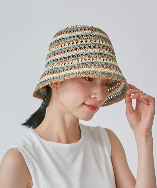 OVERRIDE（オーバーライド）の「OVERRIDE  RAFFIA CROCHET TULIP（ハット・レディース・ナチュラル/ライトブルー/オレンジ・58cm）」の18枚目の写真