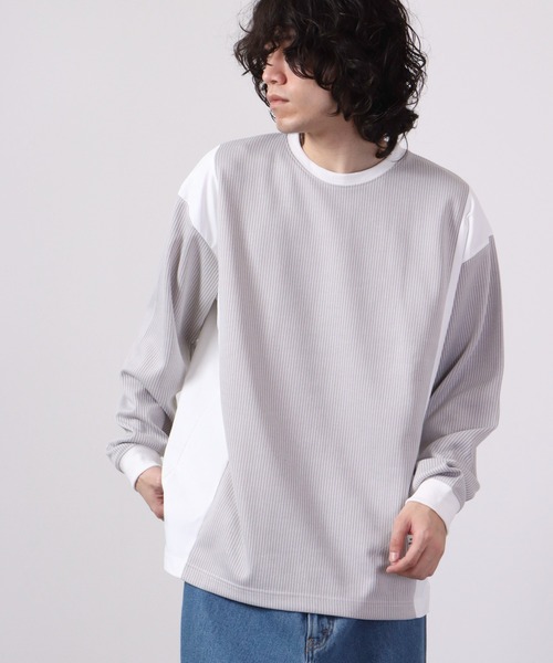MMMM（エムエムエムエム）の「MMMM ジャガード切替パッチクルーネック（Tシャツ/カットソー・メンズ・ブラック/グレー系その他/グレー/ブラック系その他・M/L）」の4枚目の写真