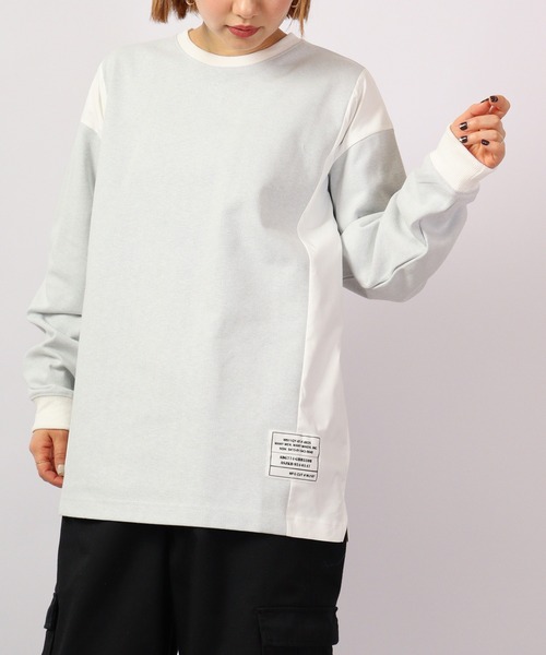 MMMM（エムエムエムエム）の「MMMM ジャガード切替パッチクルーネック（Tシャツ/カットソー・メンズ・ブラック/グレー系その他/グレー/ブラック系その他・M/L）」の2枚目の写真