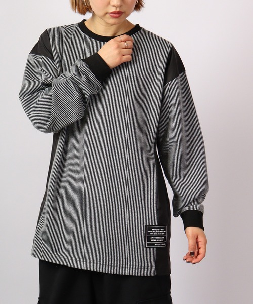 MMMM（エムエムエムエム）の「MMMM ジャガード切替パッチクルーネック（Tシャツ/カットソー・メンズ・ブラック/グレー系その他/グレー/ブラック系その他・M/L）」の7枚目の写真