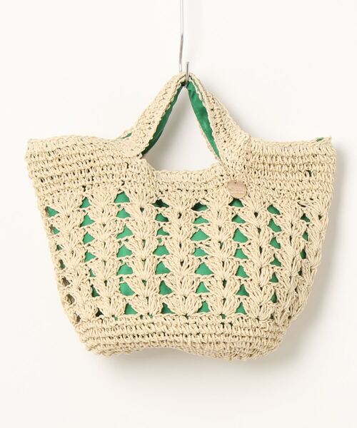 T・S・L（ティーエスエル）の「【T.S.L】バイカラー編みバッグ(836453)（ハンドバッグ・レディース・ベージュ/ブラウン・ALL）」の2枚目の写真