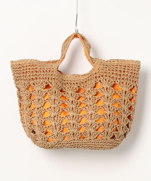 T・S・L（ティーエスエル）の「【T.S.L】バイカラー編みバッグ(836453)（ハンドバッグ・レディース・ベージュ/ブラウン・ALL）」の3枚目の写真