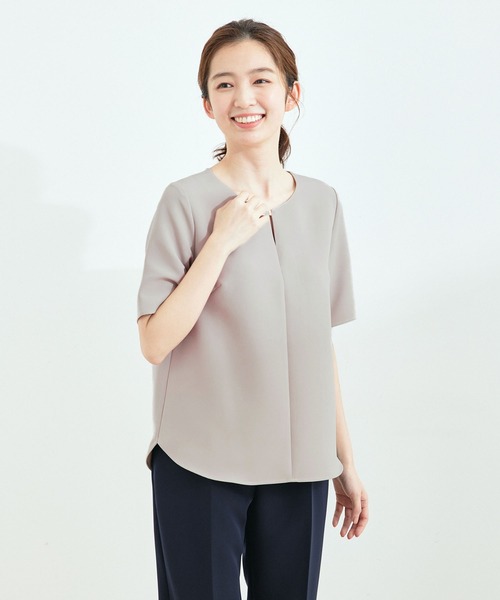 Jayro(ジャイロ)の「【セットアップ対応】2WAYストレッチ半袖ブラウス(シャツ/ブラウス・レディース・ネイビー/グレー系その他/ブラック・S/L/M)」の2枚目の写真