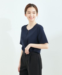 【セットアップ対応】2WAYストレッチ半袖ブラウス