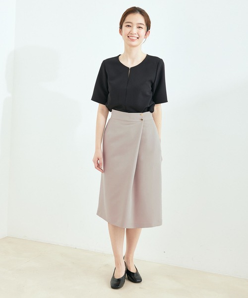 Jayro(ジャイロ)の「【セットアップ対応】2WAYストレッチ半袖ブラウス(シャツ/ブラウス・レディース・ネイビー/グレー系その他/ブラック・S/L/M)」の6枚目の写真