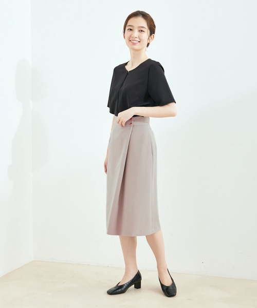 Jayro(ジャイロ)の「【セットアップ対応】2WAYストレッチ半袖ブラウス(シャツ/ブラウス・レディース・ネイビー/グレー系その他/ブラック・S/L/M)」の7枚目の写真