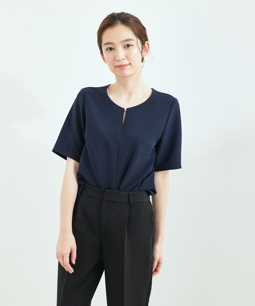 Jayro(ジャイロ)の「【セットアップ対応】2WAYストレッチ半袖ブラウス(シャツ/ブラウス・レディース・ネイビー/グレー系その他/ブラック・S/L/M)」の15枚目の写真