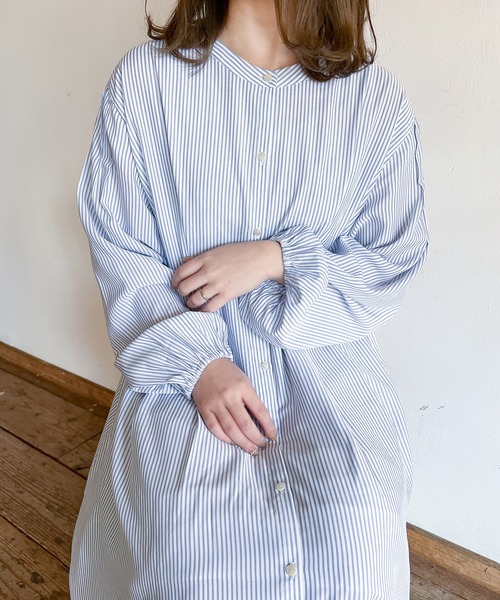 Mysa&Liina（ミーサリーナ）の「バンドカラーシャツワンピ（シャツワンピース・レディース・ブラック/オフホワイト/ストライプ・M）」の17枚目の写真
