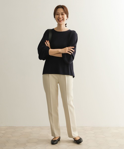 URBAN RESEARCH DOORS（アーバンリサーチドアーズ）の「ボリュームスリーブカットソー（Tシャツ/カットソー・レディース・ネイビー/ライトベージュ・MEDIUM）」の4枚目の写真