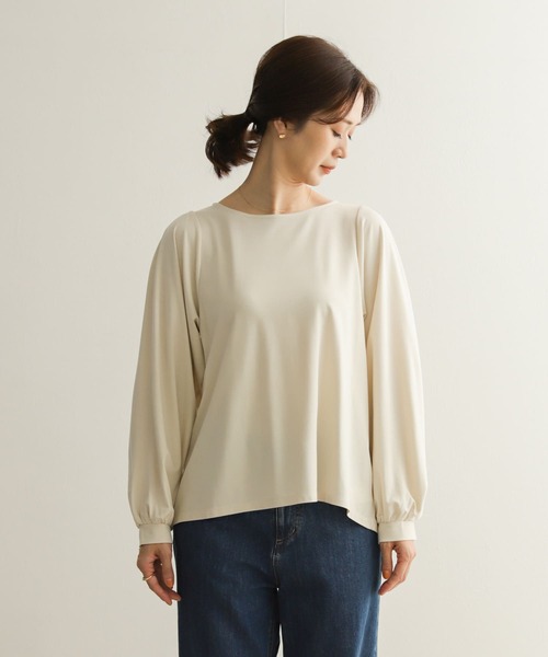 URBAN RESEARCH DOORS（アーバンリサーチドアーズ）の「ボリュームスリーブカットソー（Tシャツ/カットソー・レディース・ネイビー/ライトベージュ・MEDIUM）」の5枚目の写真