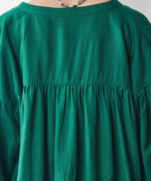 CHIC STYLE（シックスタイル）の「＜大きいサイズ＞レーヨン麻パフスリーブマキシワンピース シックスタイル（ワンピース・レディース・グリーン/モカ/ネイビー・4L/L/3L/5L/LL）」の16枚目の写真