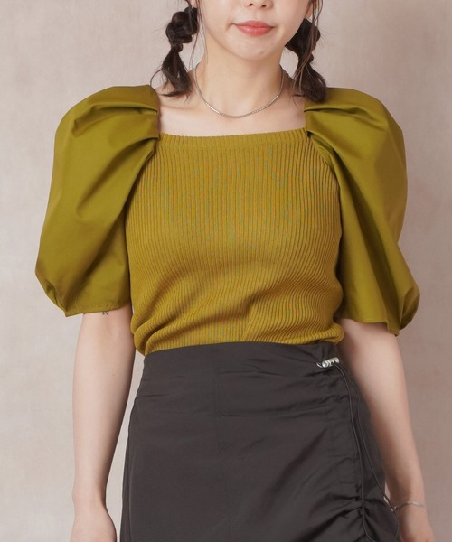 Lull（ルル）の「【Lull / ルル】ニットドッキングパフスリーブブラウス（シャツ/ブラウス・レディース・ネイビー/ベージュ/モスグリーン/オフホワイト・ONESIZE）」の20枚目の写真