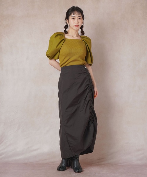 Lull（ルル）の「【Lull / ルル】ニットドッキングパフスリーブブラウス（シャツ/ブラウス・レディース・ネイビー/ベージュ/モスグリーン/オフホワイト・ONESIZE）」の22枚目の写真