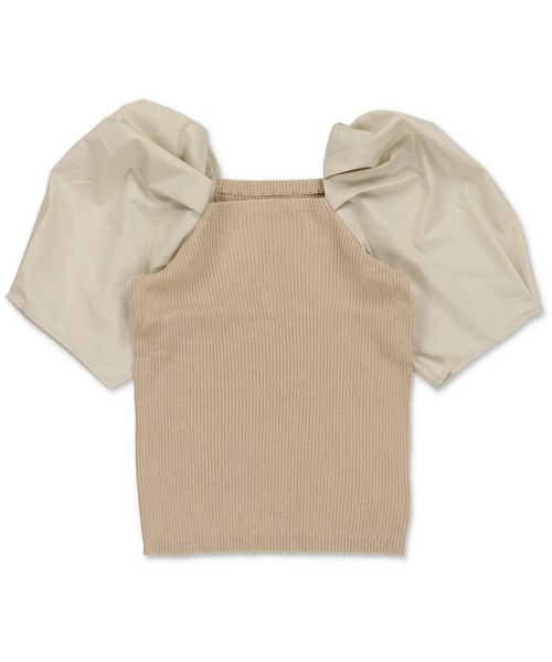 Lull（ルル）の「【Lull / ルル】ニットドッキングパフスリーブブラウス（シャツ/ブラウス・レディース・ネイビー/ベージュ/モスグリーン/オフホワイト・ONESIZE）」の6枚目の写真