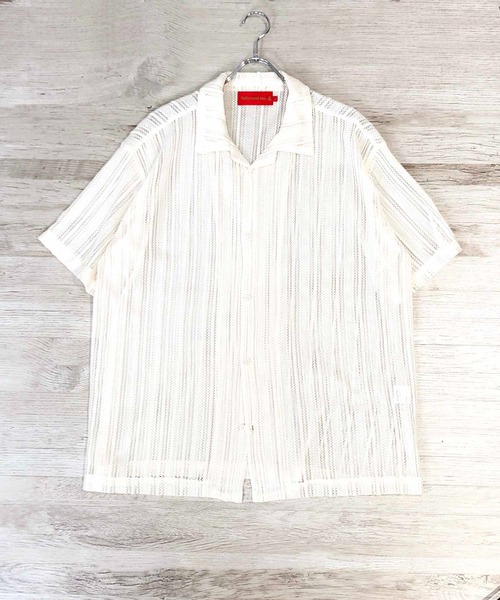 ADMIX/ATELIER SAB MEN（アドミックスアトリエサブメン）の「【Hollywood Rich.&】透かしメッシュレース / オープンカラー シャツ（シャツ/ブラウス・メンズ・ホワイト/ブラック/ベージュ・48/50/52）」の17枚目の写真